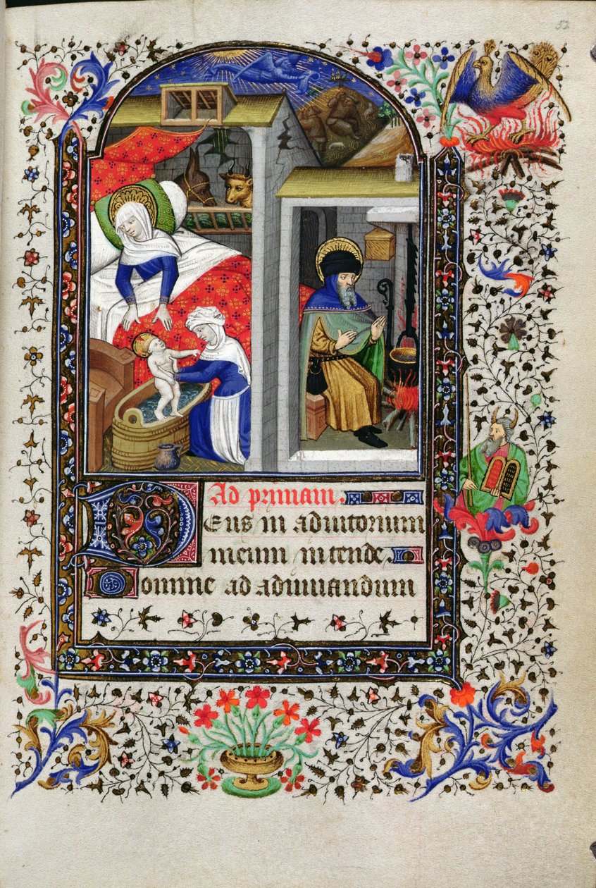 Adicionar 18192 f.52 Natividade, de um Livro de Horas, Paris, c.1435 de Master of the Munich Golden Legend