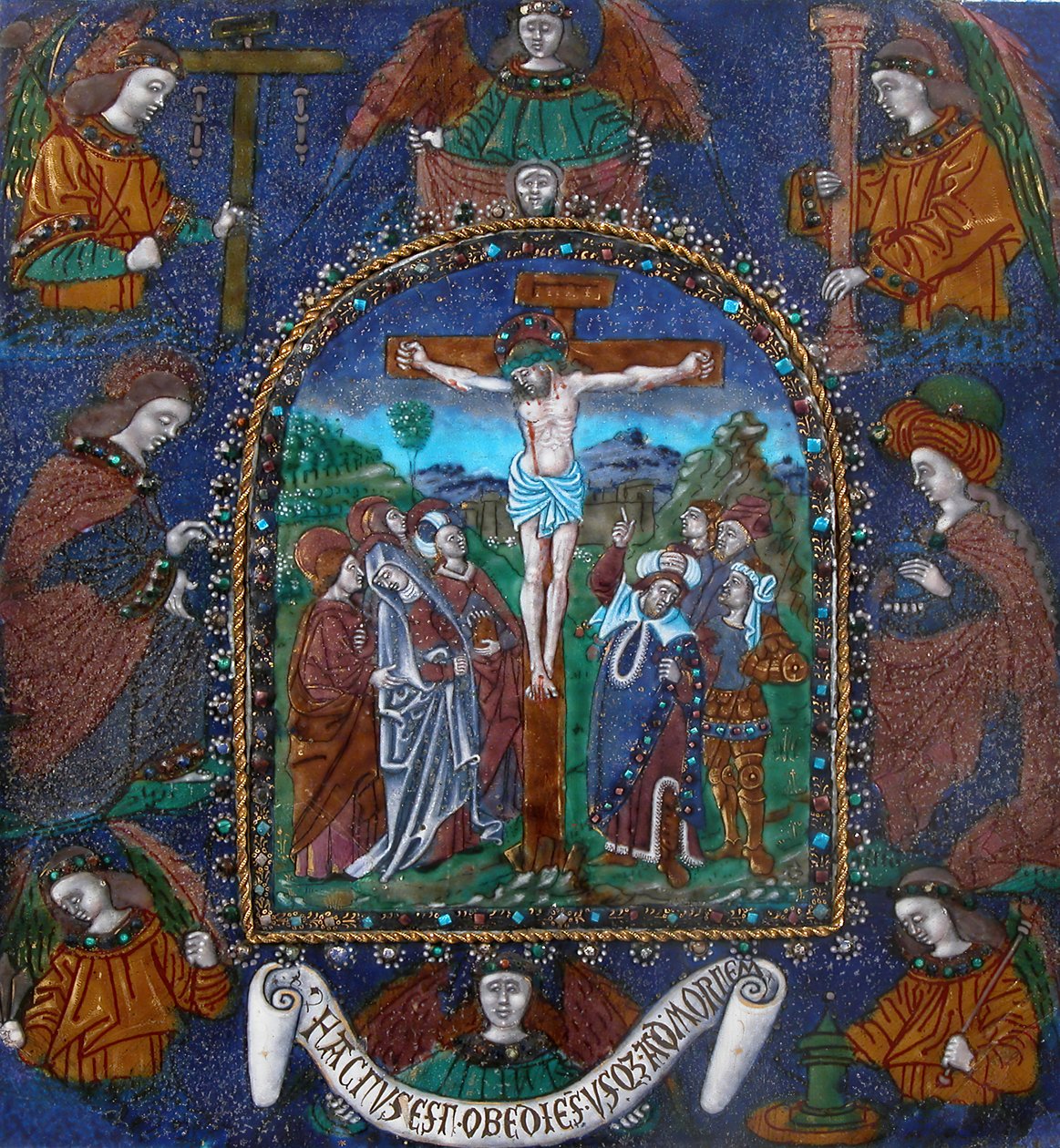 Placa com a Crucificação, francesa, século XVI. de Master of the Orleans Triptych
