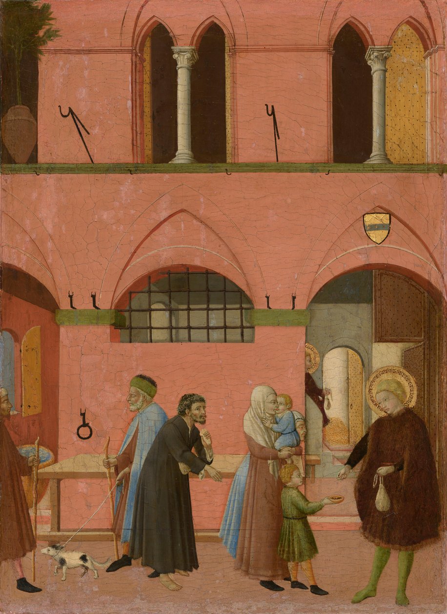 Santo António distribuindo a sua riqueza pelos pobres, c.1430-1435 (têmpera sobre painel de choupo) de Master of the Osservanza