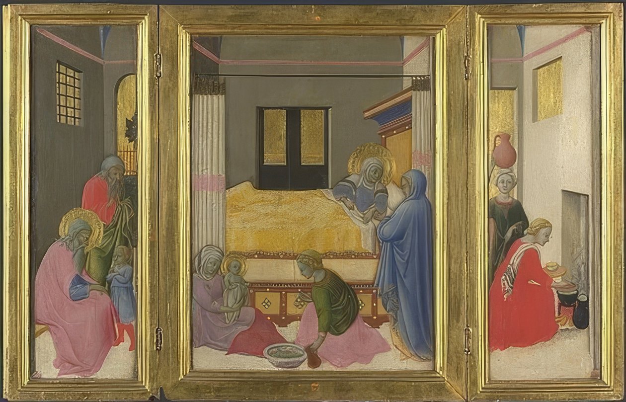 Nascimento de Maria - por volta de 1440 de Master of the Osservanza