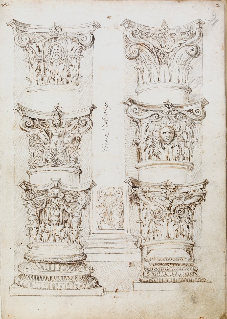 Seis capitais, uma lesena e duas bases de coluna, c1512-1517 de Master of the Oxford Album