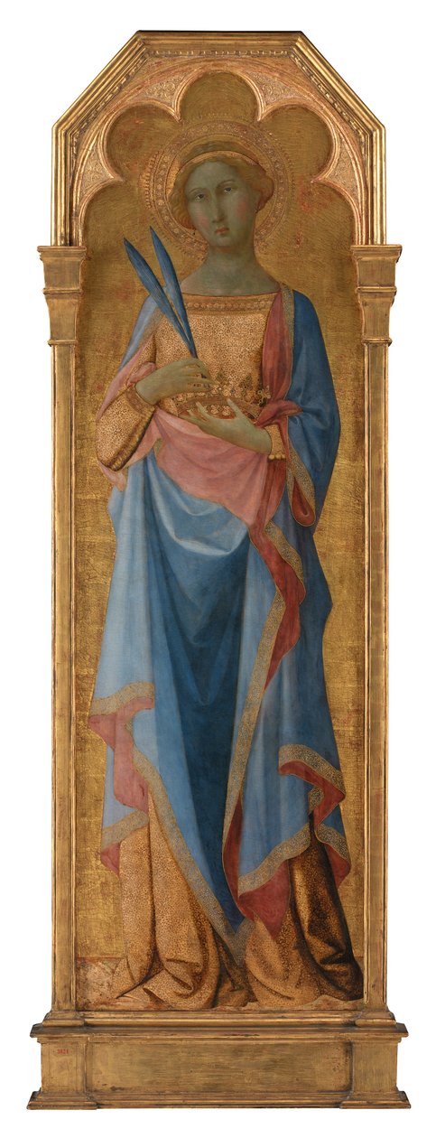 St. Corona, c.1350 (têmpera no painel, chão de ouro) rnrnrn155 x 48 de Master of the Palazzo Venezia Madonna