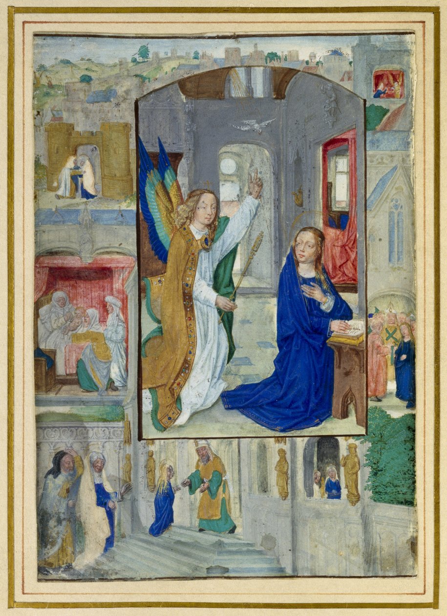 Anunciação, de um livro de horas de Master of the Prayerbook