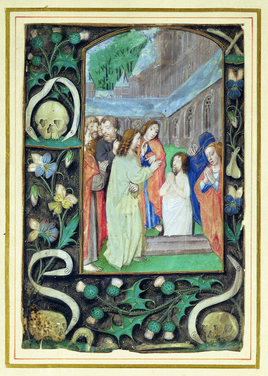 O levantamento de Lázaro, de um livro de horas de Master of the Prayerbook