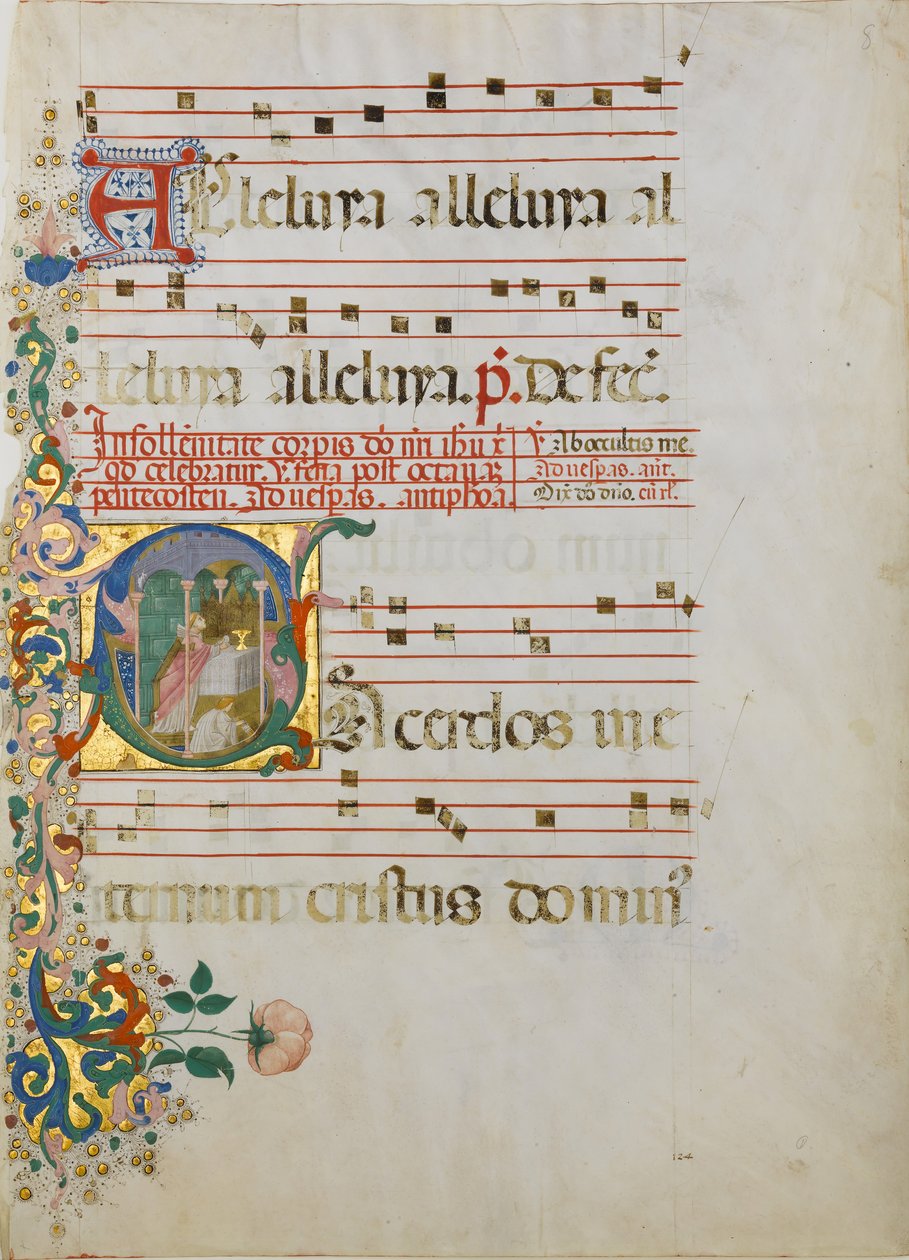 Folha de Manuscrito com a Celebração de uma Missa numa S..., segunda metade do século XV. de Master of the Riccardiana Lactantius
