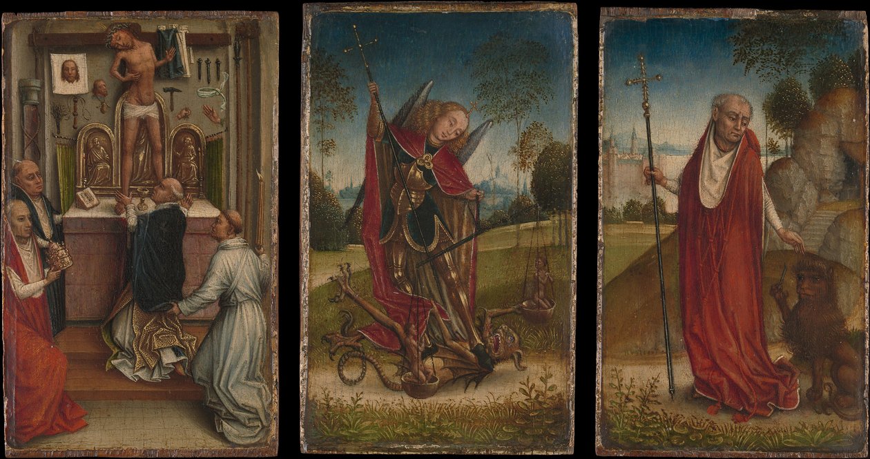 São Miguel, A Missa de São Gregório, São Jerônimo. de Master of the Saint Catherine Legend