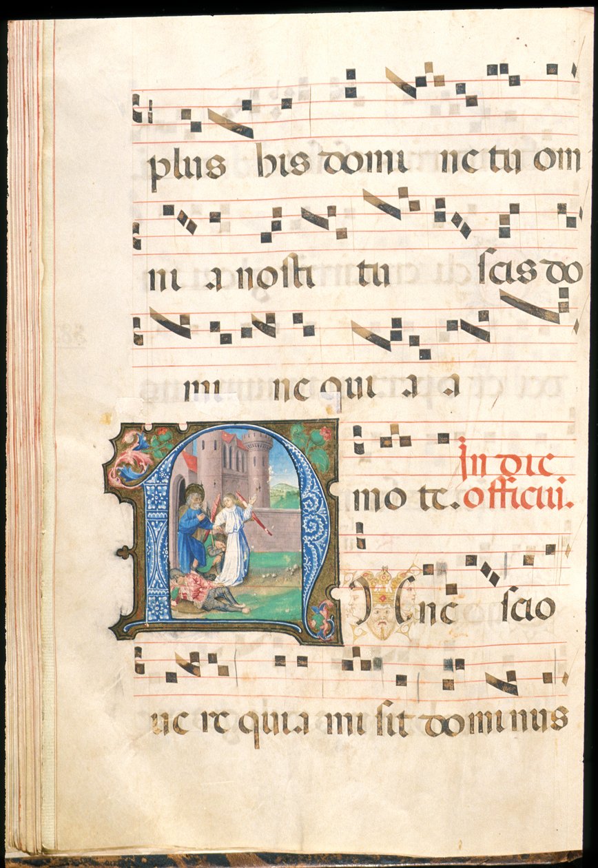 São Pedro libertado da prisão, f.58v de um final do século XV gradual (tinta, têmpera e folha de ouro em pergaminho) de Master of the Saluces Hours (attr. to)