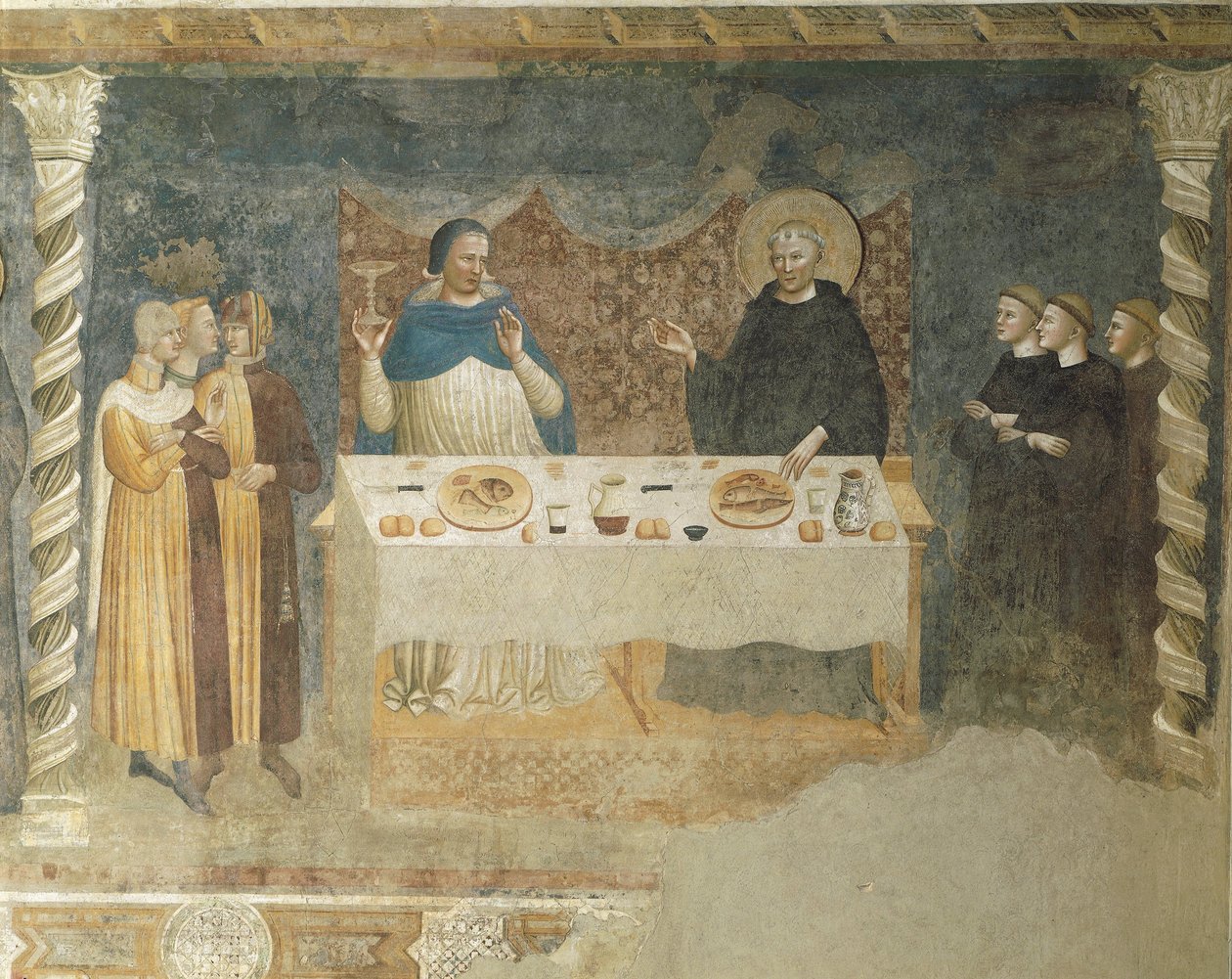 O Milagre de São Guido de Arezzo, fresco, Refeitório, Abadia de Santa Maria de Pomposa, Emilia-Romagna de Master of the School of Rimini