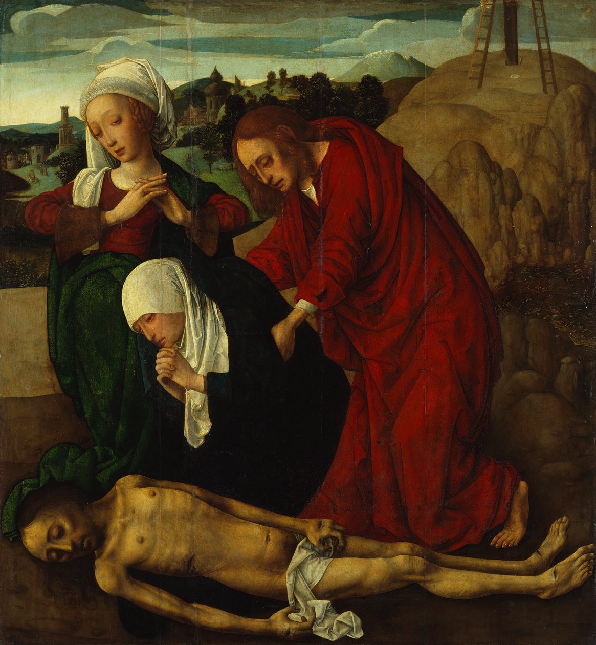 A Lamentação sobre o Cristo Morto, c.1490 (óleo sobre painel) de Master of the Virgo Inter Virgines