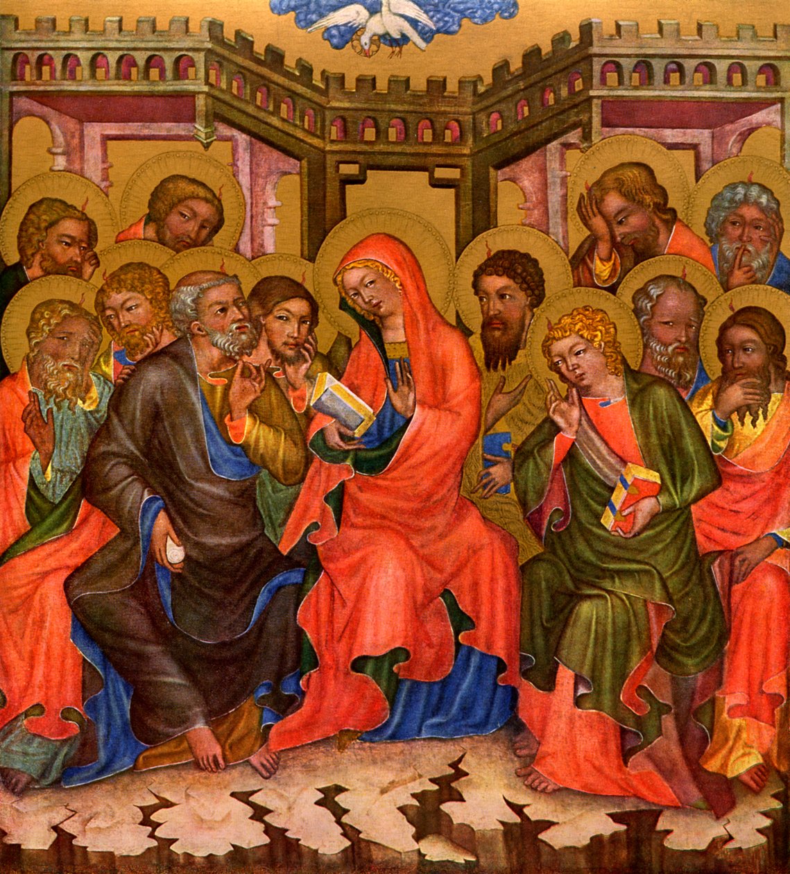 "Descida do Espírito Santo", c1350 1955. de Master of the Vyssi Brod Altar