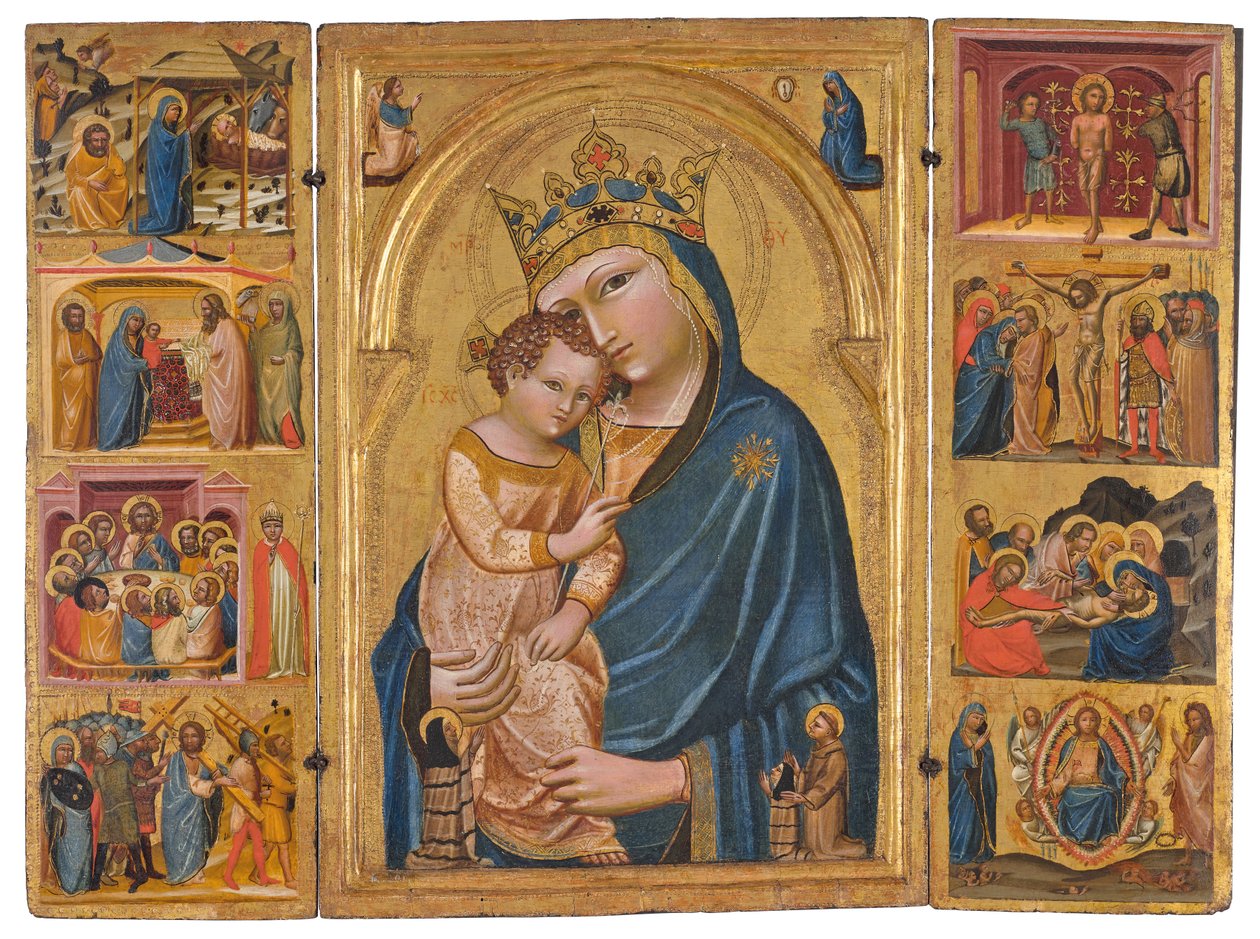O Tríptico Wallraf, c. 1360 (tempera e ouro no painel) de Master of the Wallraf Triptych
