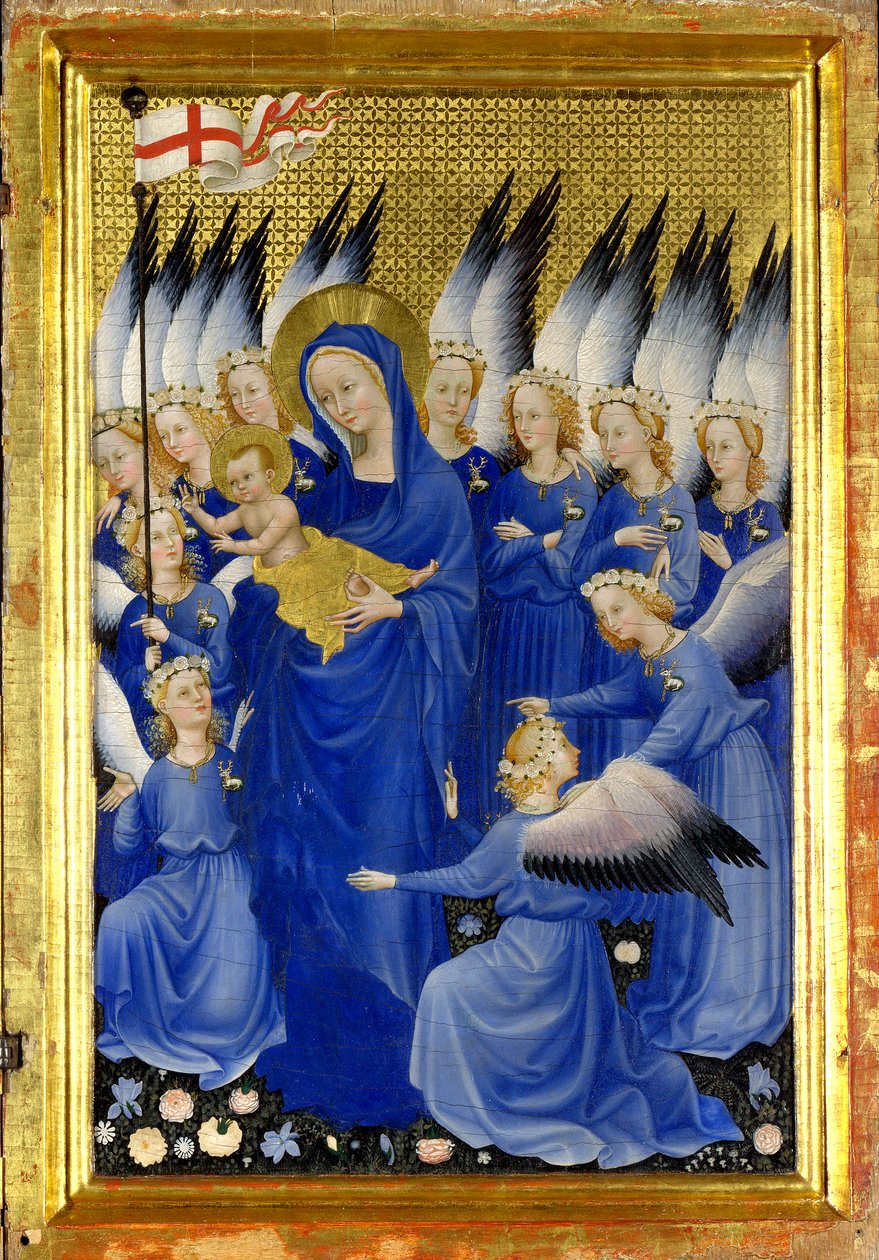 Virgem e Criança com Anjos (O painel interior direito do Wilton Diptych) de Master of the Wilton Diptych