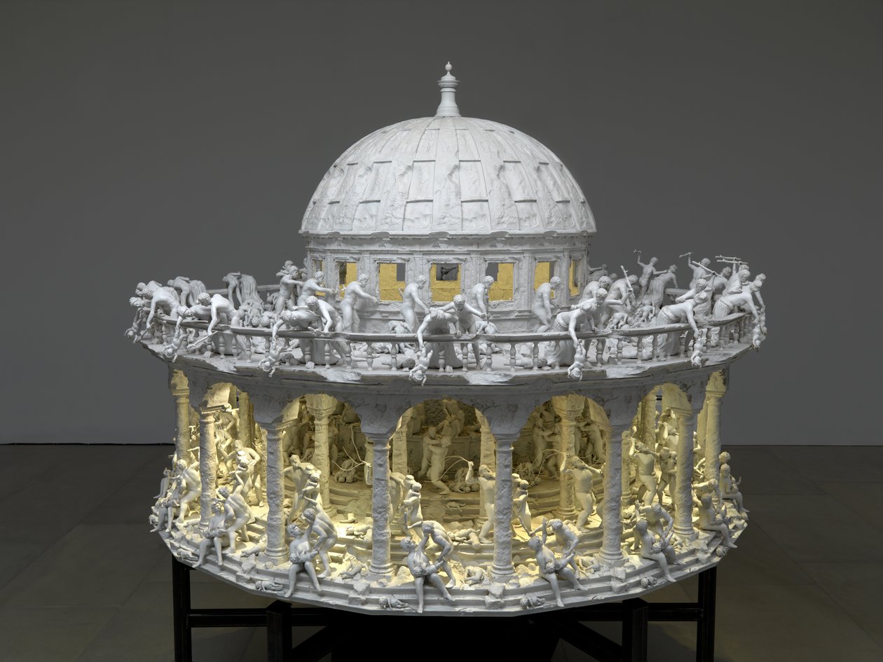 All Things Fall, 2014 (aço, alumínio, gesso, resina, luzes LED, motor) de Mat Collishaw