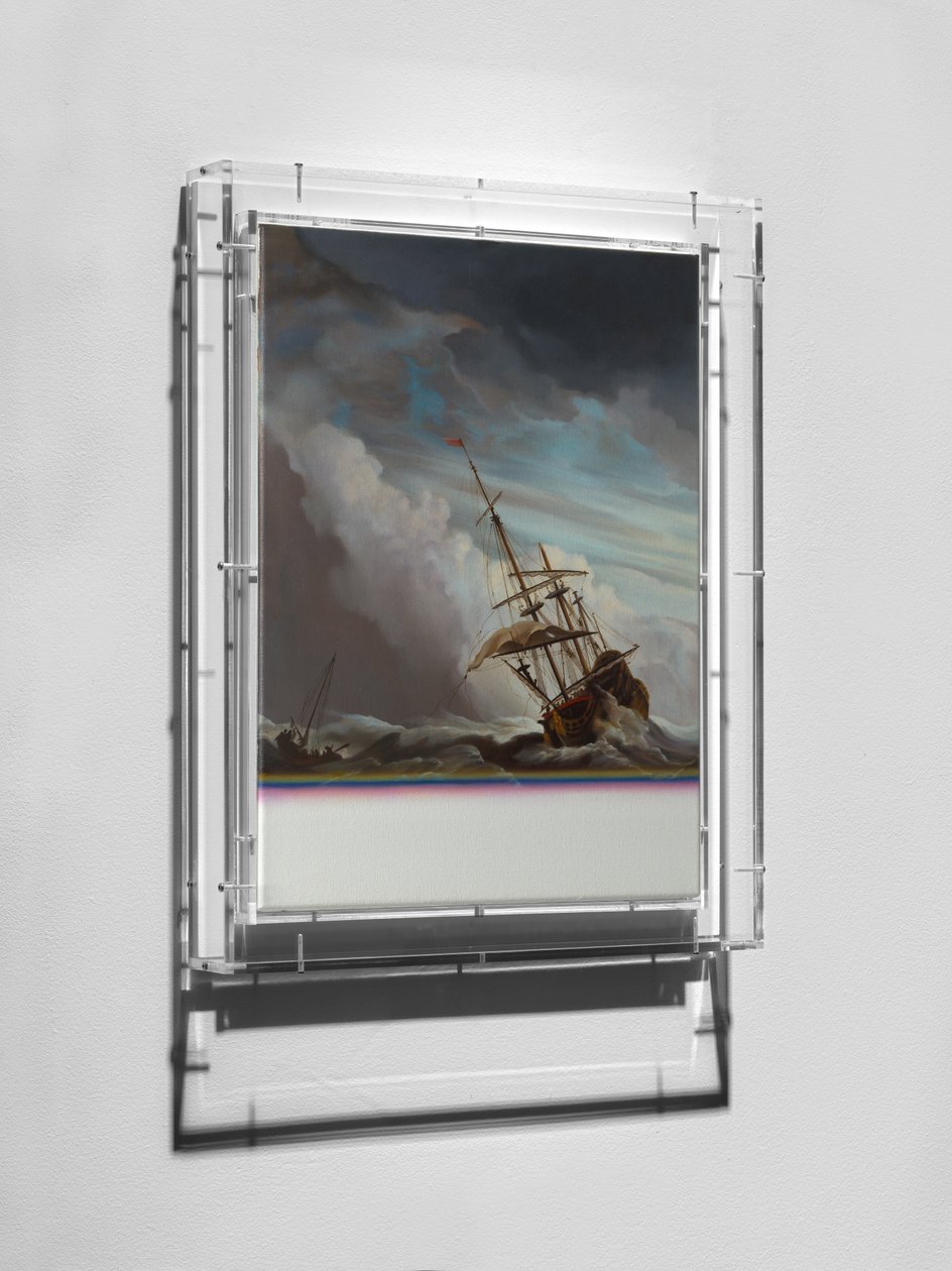 Expiration Painting, Galleon, 2016 (óleo sobre tela, madeira, perspex) de Mat Collishaw