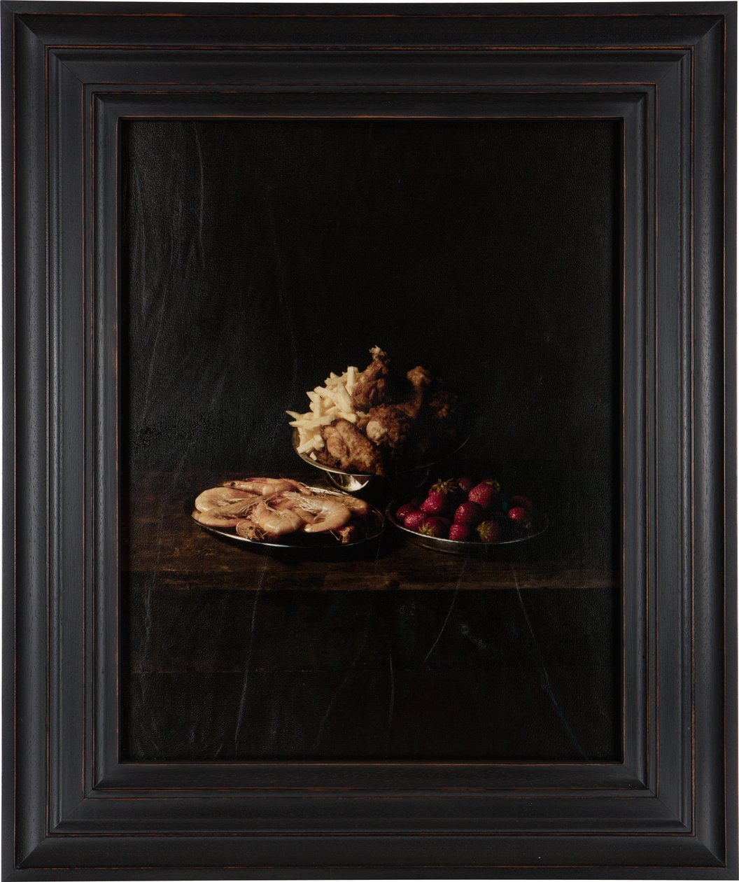 Última refeição no corredor da morte, John Wayne Gacy, 2012 (impressão em transferência digital sobre pergaminho de pele de cabra) de Mat Collishaw