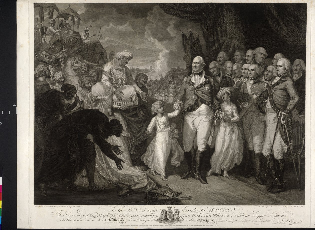 Maquris Cornwallis com os dois príncipes indianos de Mather Brown
