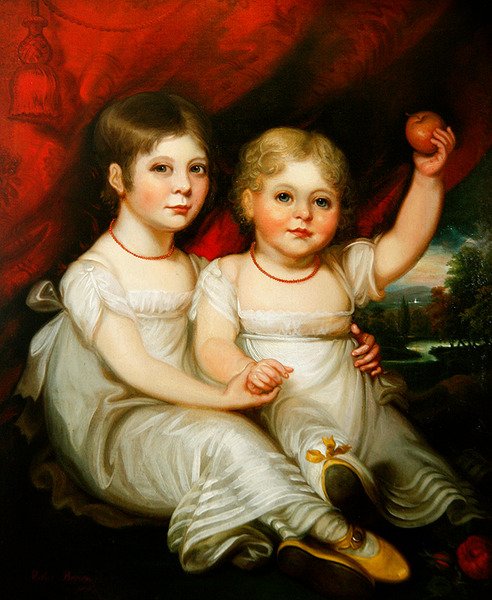 Retrato de duas jovens raparigas (óleo sobre tela) de Mather Brown