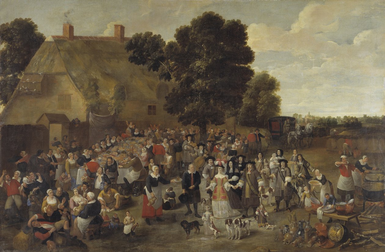 Casamento da vila e banquete ao ar livre de Matheus van Helmont