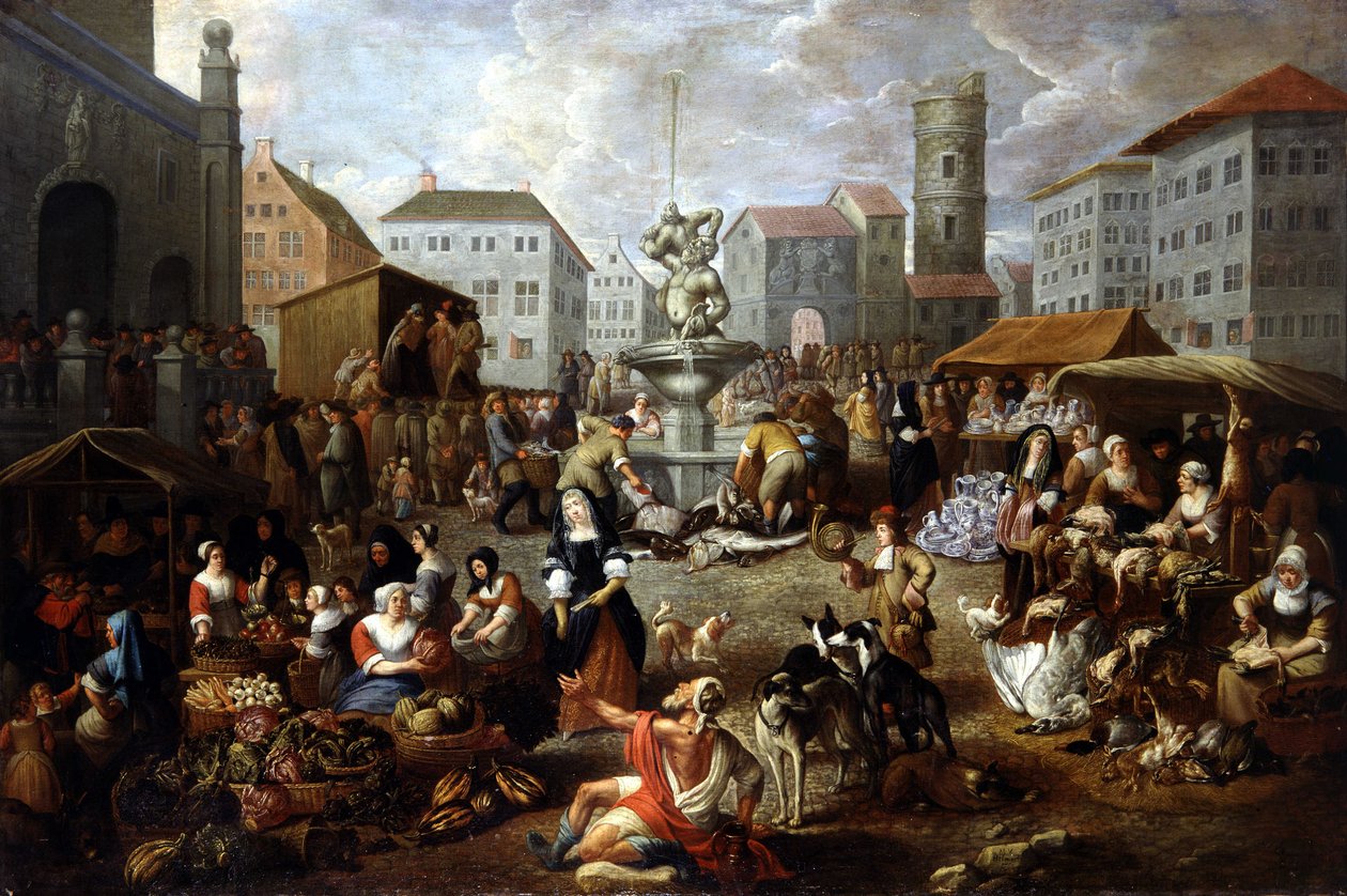 Cena da caminhada - Pintura do século XVIII, Musee de Tessee (Le Mans) de Matheus van Helmont