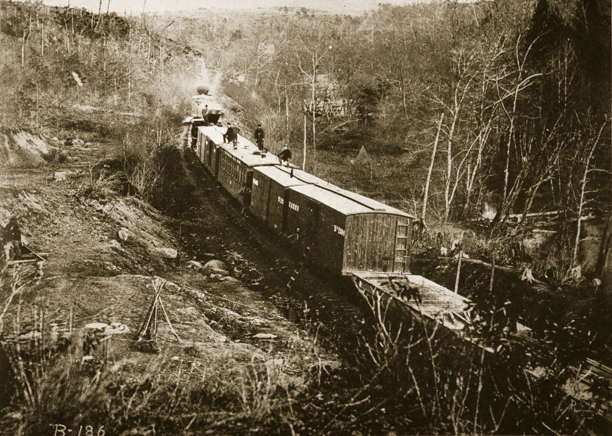 Um trem de suprimentos do exército, Virgínia, 1861-65 de Mathew B. Brady