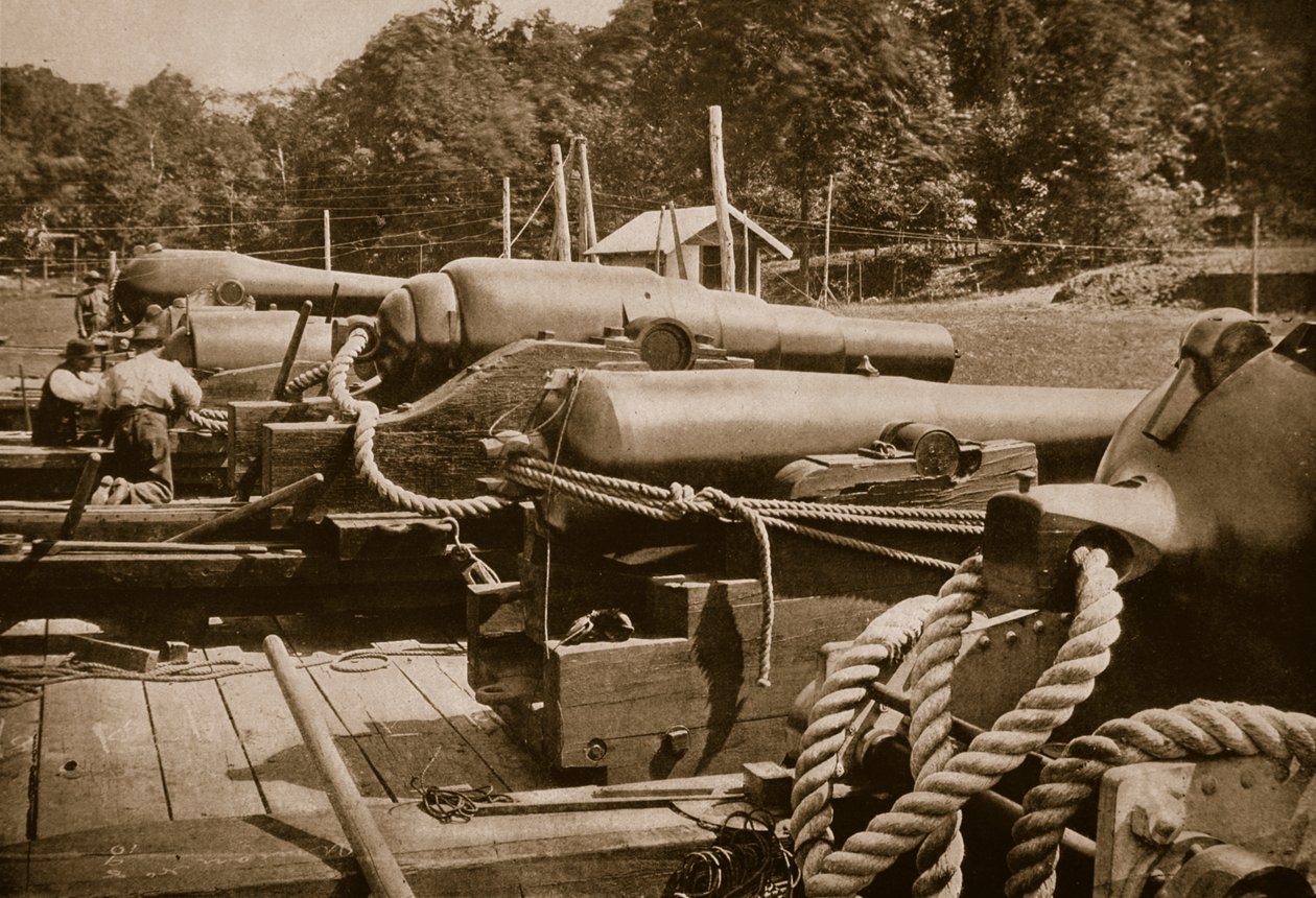 Bateria em Annapolis, 1861-65 (foto sépia) de Mathew B. Brady