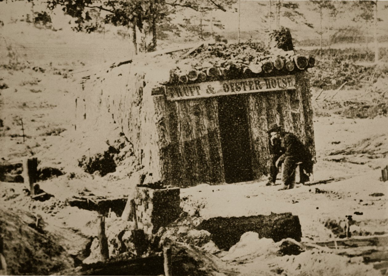 Restaurante Bombproof na Linha Petersburg, 1861-65 de Mathew B. Brady