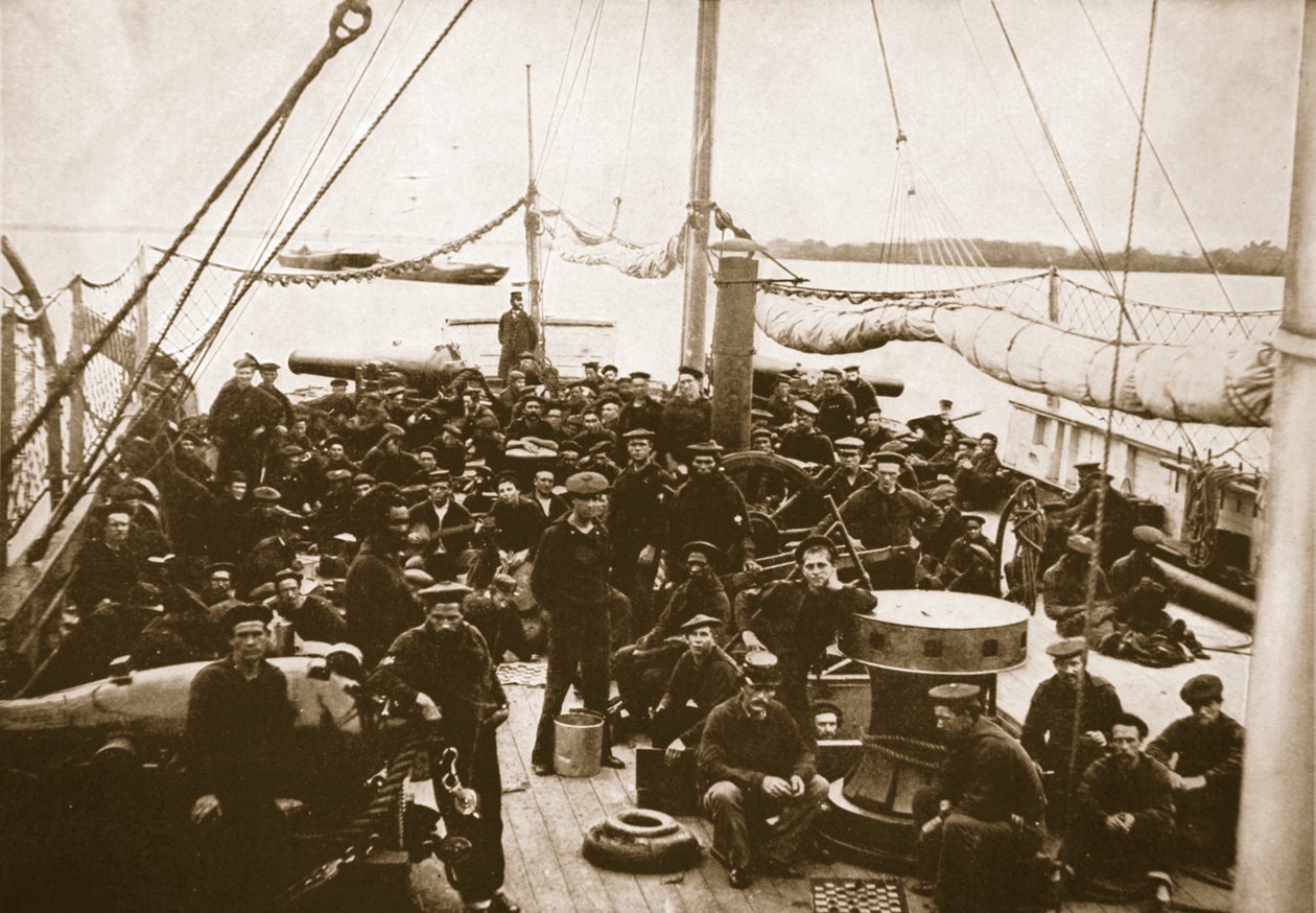 Baralho de Gunboat and Crew, 1861-65 de Mathew B. Brady