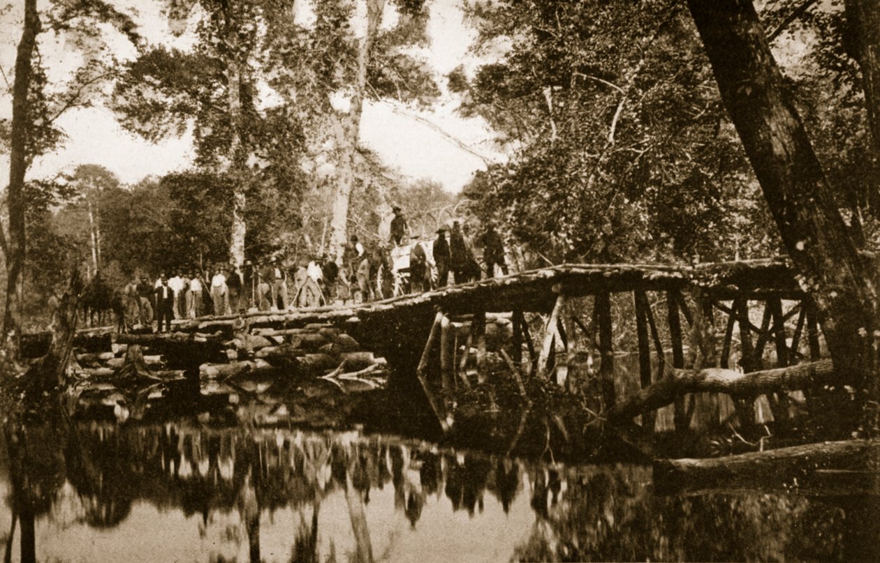Ponte da videira sobre o rio de Chickahominy, 1861-65 de Mathew B. Brady