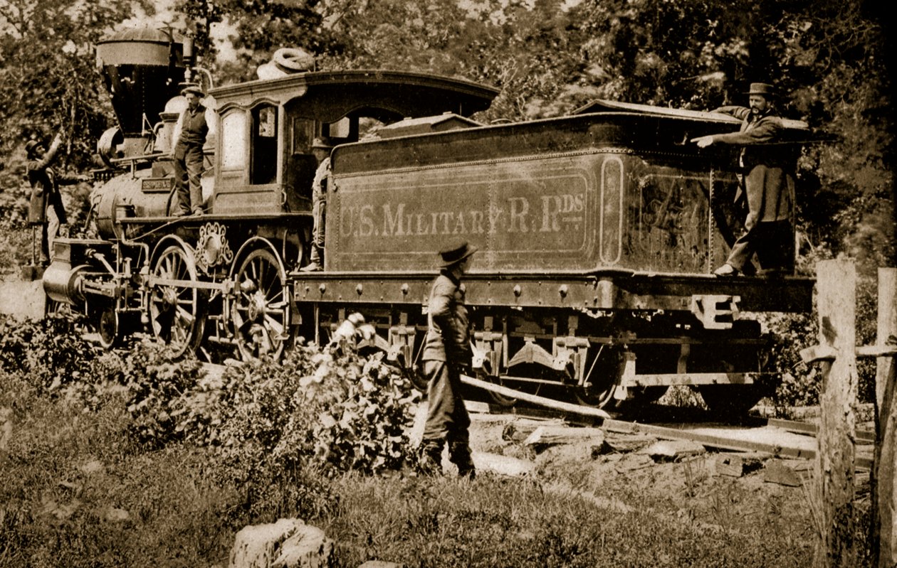 Locomotiva na Estrada de Ferro Militar dos Estados Unidos, 1861-65 de Mathew B. Brady