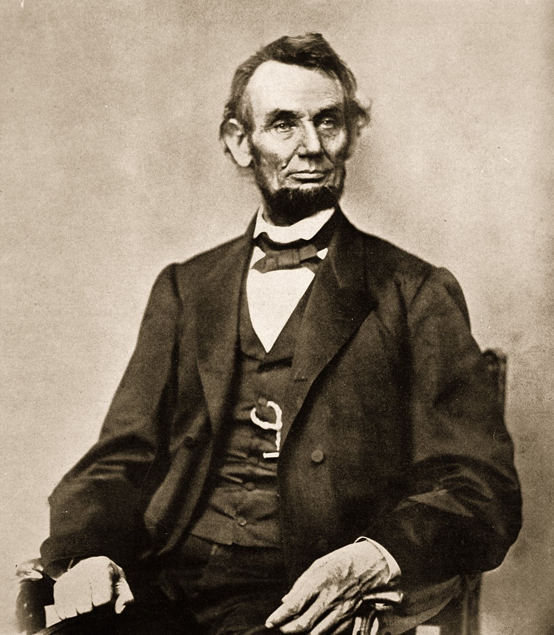 Retrato de Abraham Lincoln, 1861-65 (foto sépia) de Mathew B. Brady