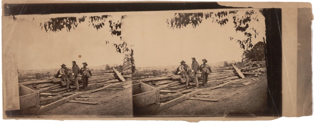 3 Reb Pris [atrás] atrás de B [reast] obras, 1863 (foto sépia) de Mathew B. Brady
