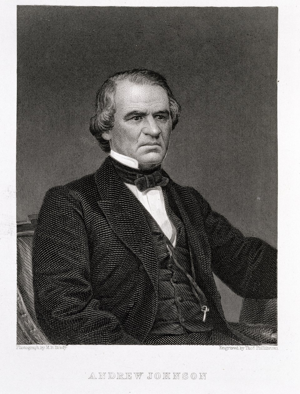 Andrew Johnson, gravado a partir de uma fotografia de Thomas Phillibrown de Mathew B. Brady