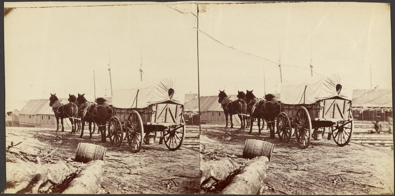 Carroça do Exército a caminho do depósito do comissário, em City Point, para o abastecimento de Mathew B. Brady