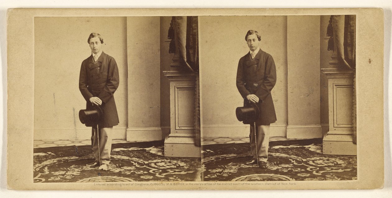 [Jovem não identificado, de pé, segurando uma cartola e uma bengala] de Mathew B. Brady