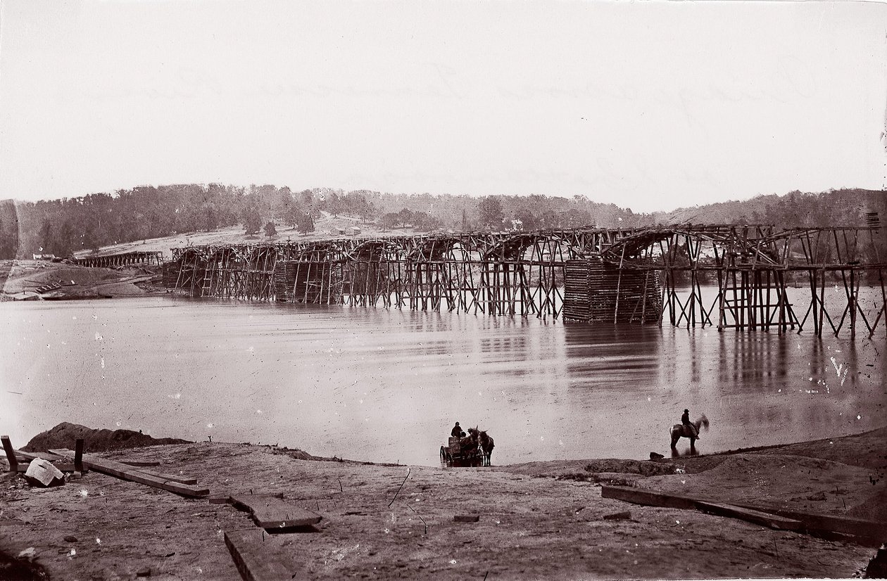 Ponte sobre o rio Tennessee em Chattanooga, ca. 1864. de Mathew Brady