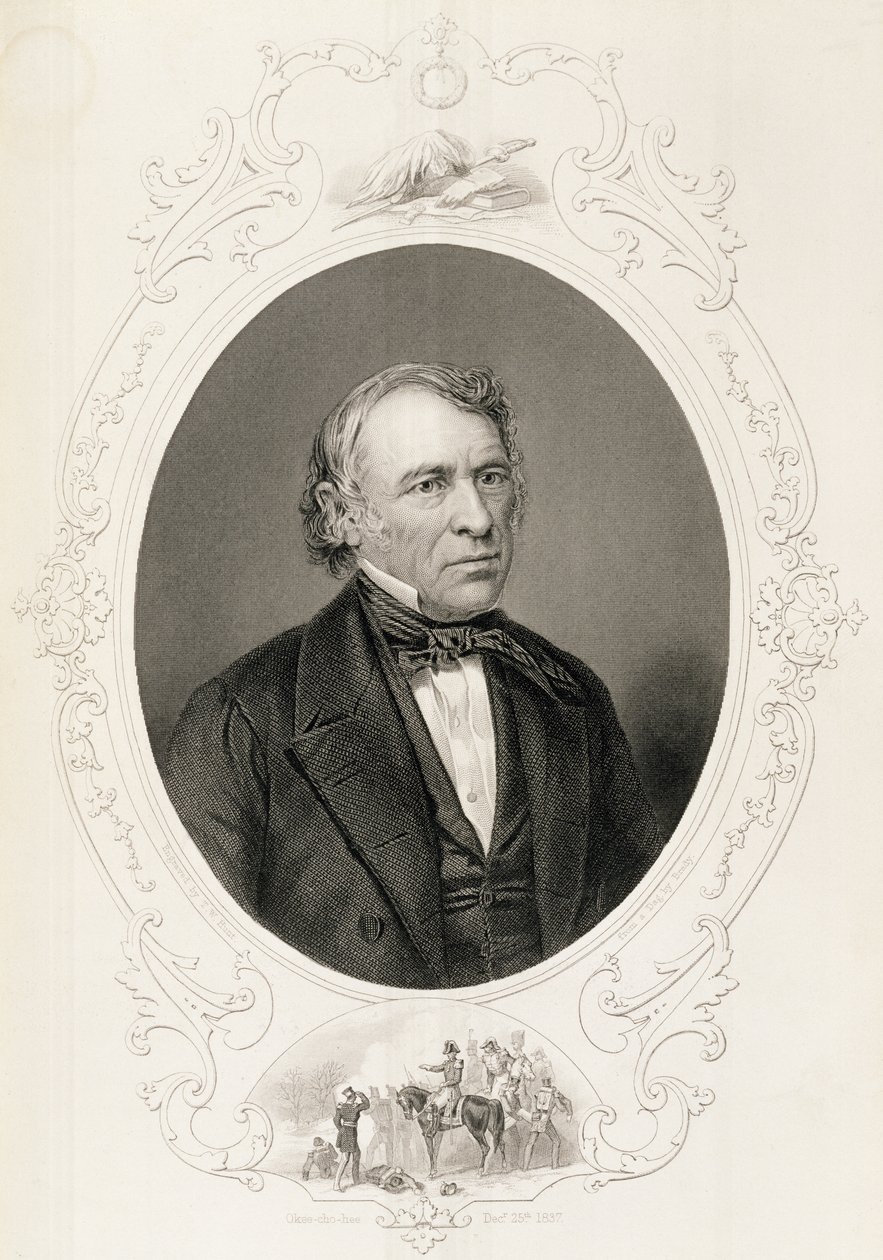 General Zachary Taylor, de "A História dos Estados Unidos", vol. II, de Charles Mackay, gravado por TW Hunt de um daguerreótipo de Mathew B. Brady