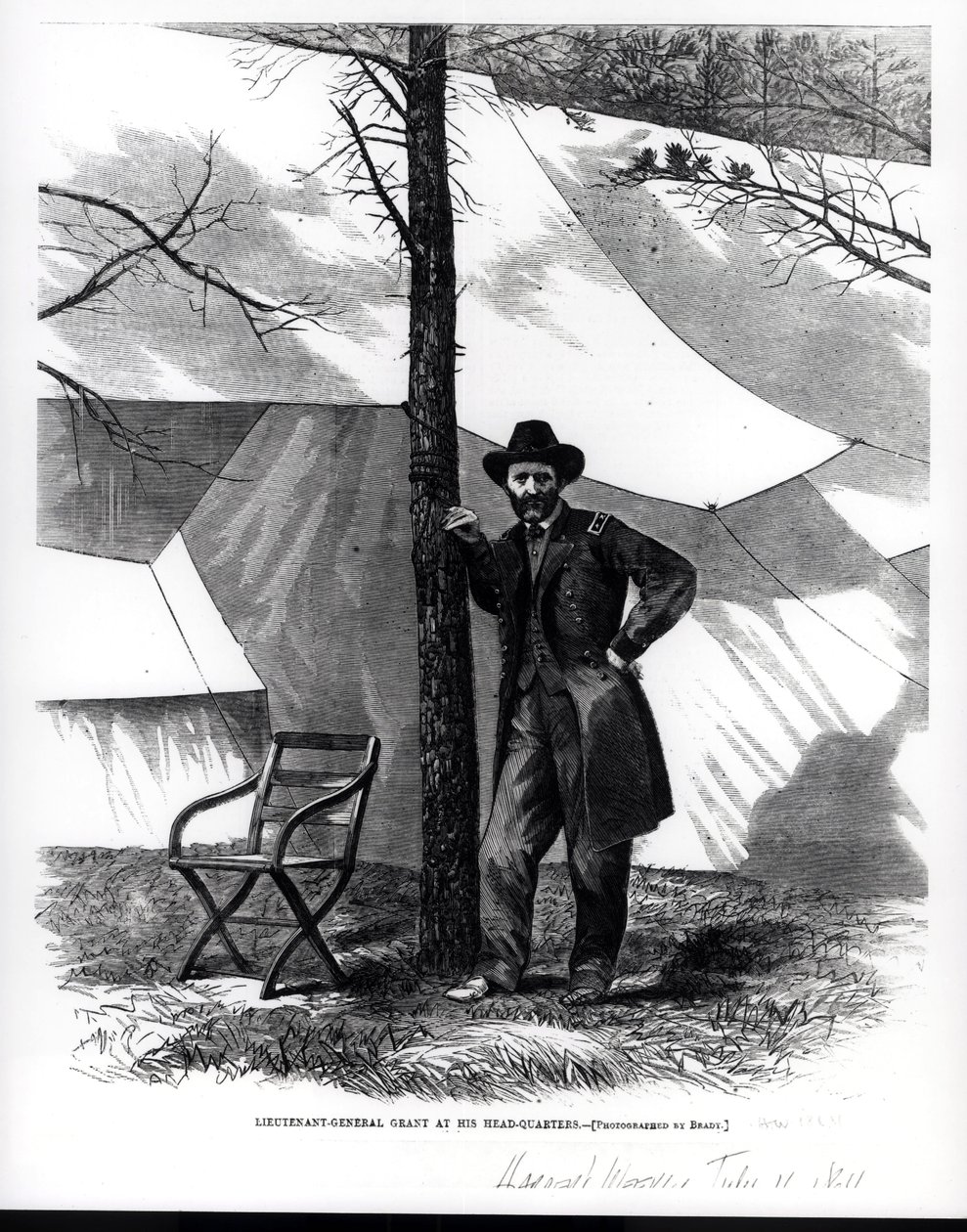 Tenente-general Ulysses S. Grant, em sua sede, ilustração de &39;Harper&39;s Weekly&39;, 16 de julho de 1864 de Mathew B. Brady