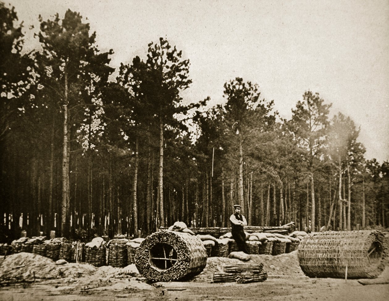 Fazendo Gabions na frente de Petersburgo, 1861-65 de Mathew B. Brady