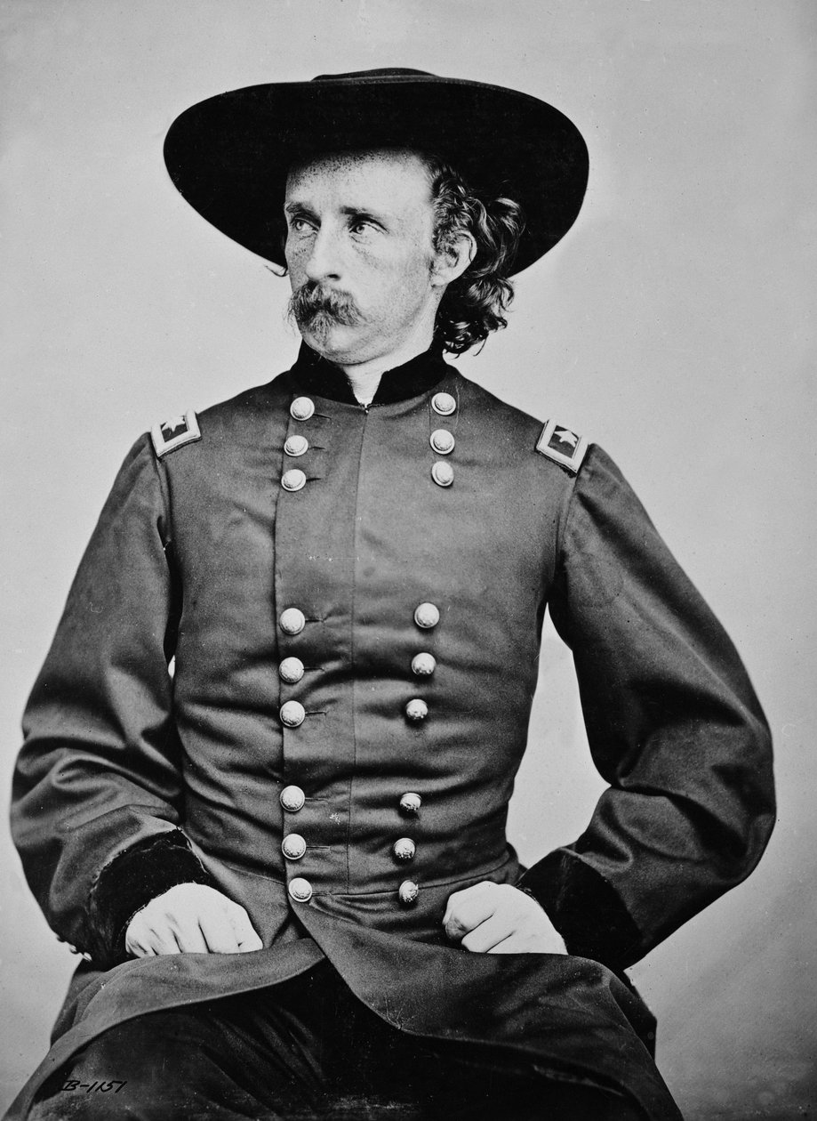 Retrato do General A. Custer (1839-1876) (foto a p/b) de Mathew Brady