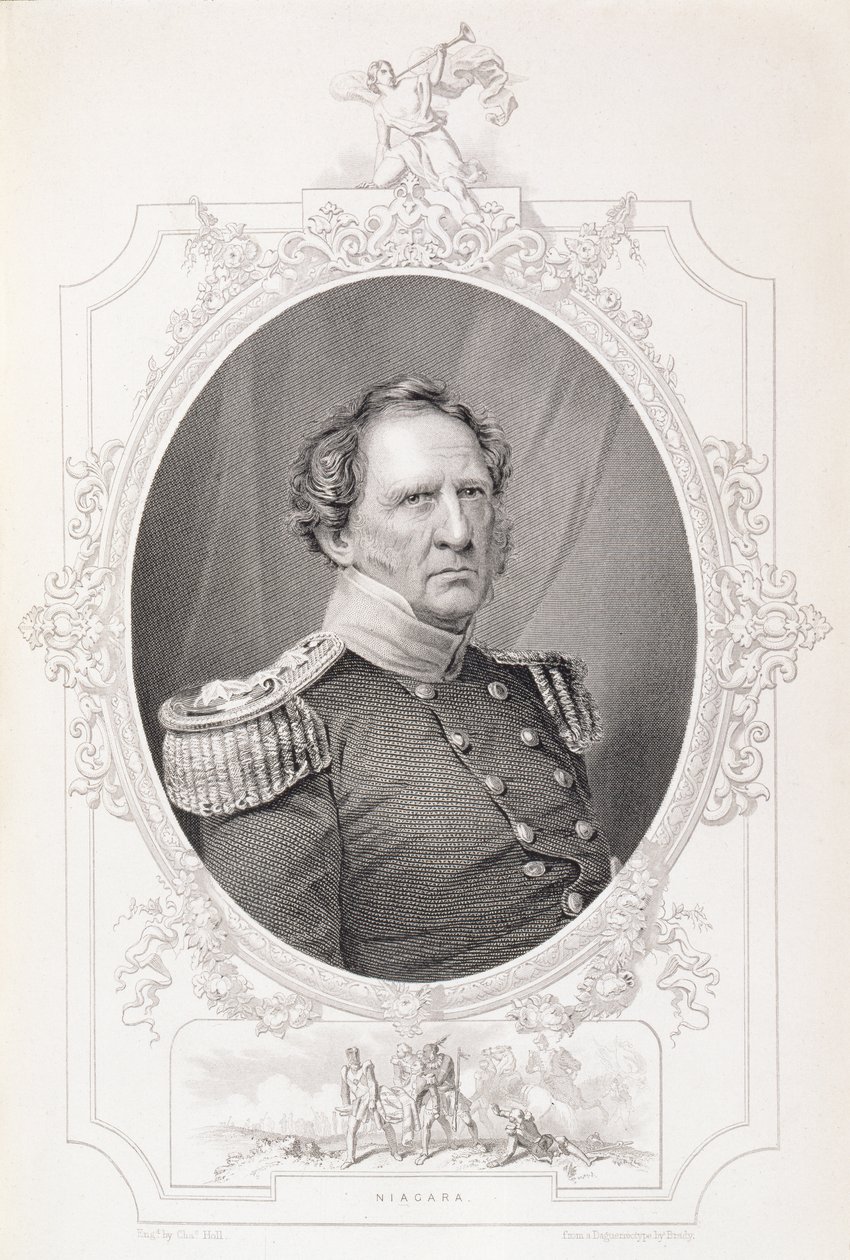Winfield Scott (1786-1866) de "A História dos Estados Unidos", vol. II, de Charles Mackay, gravado por Charles Holl, de um daguerreótipo de Mathew B. Brady