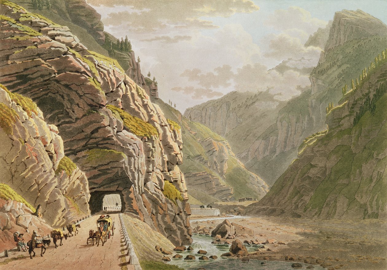 Vista, de, a, galerie, d&39;Algaby, perto, a, valais, borda, 1811 de Mathias Gabriel Lory