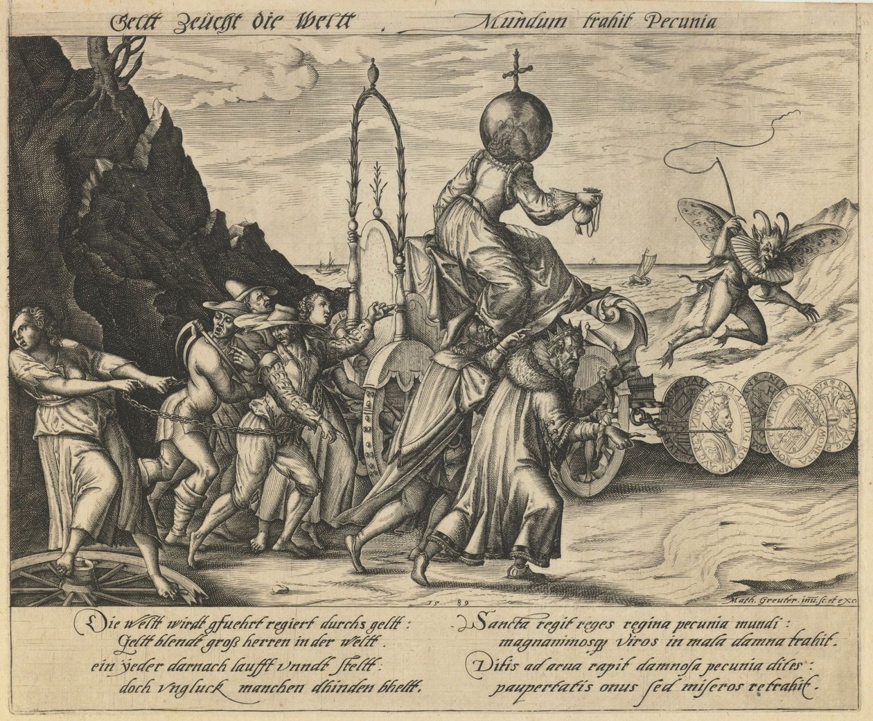O dinheiro governa o mundo, 1589 de Mathias Greuter