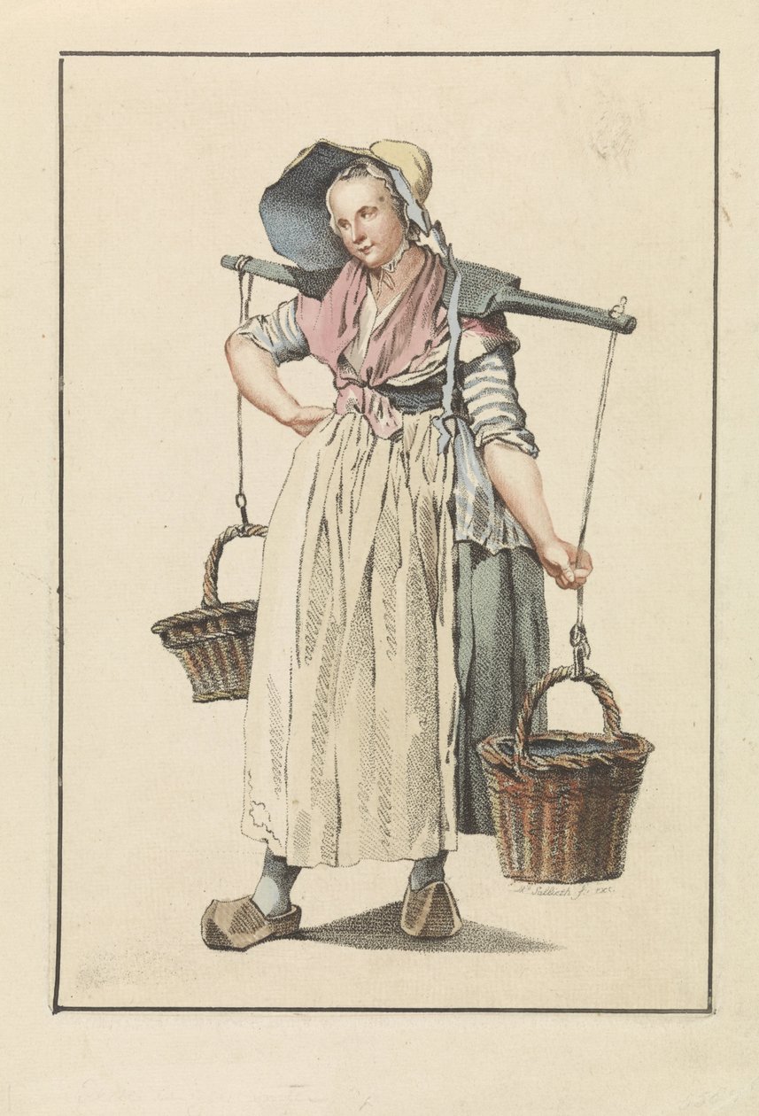 Mulher camponesa com dois cestos num jugo de Mathias de Sallieth