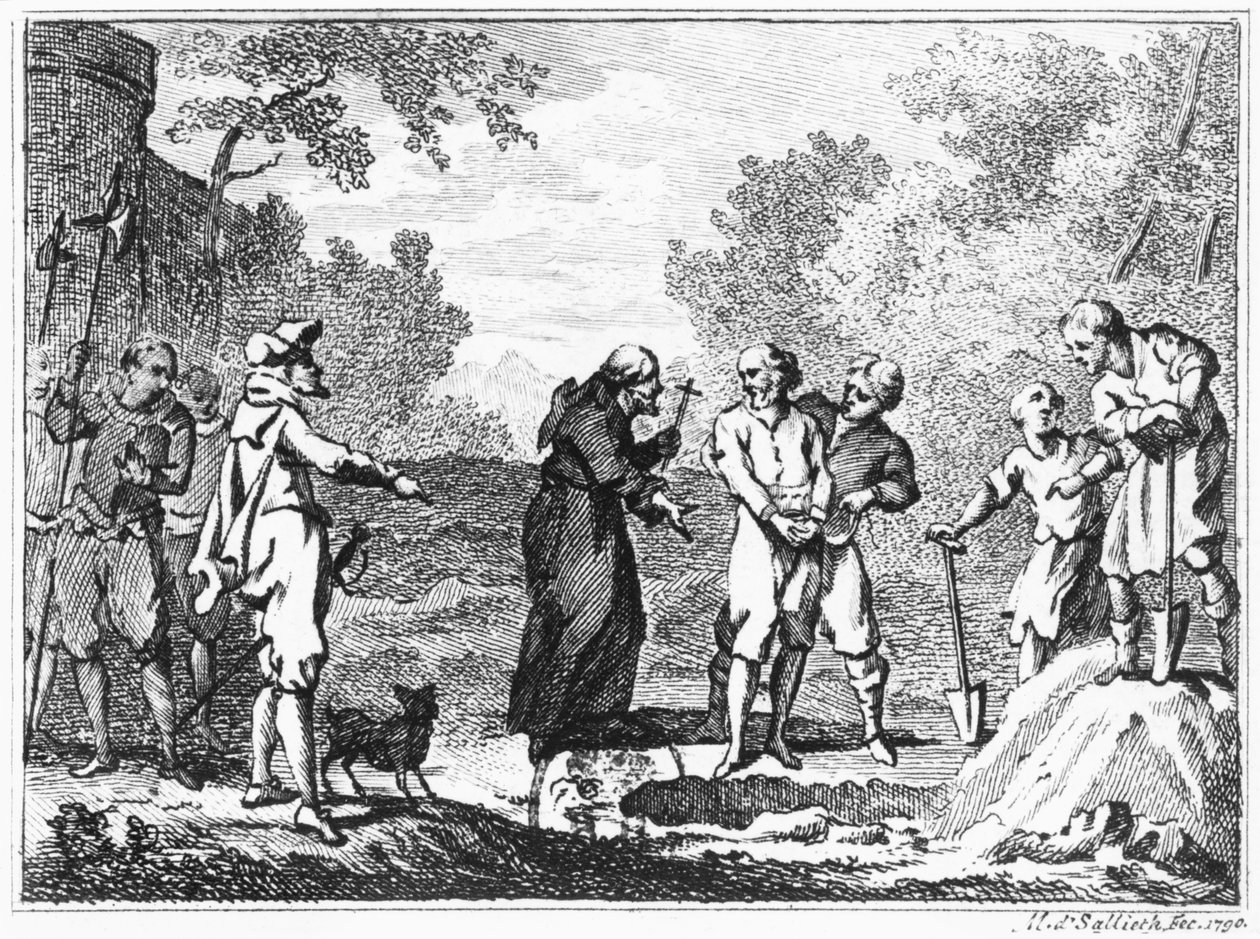 Execução de protestantes flamengos pelos católicos espanhóis, 1790 de Mathias de Sallieth