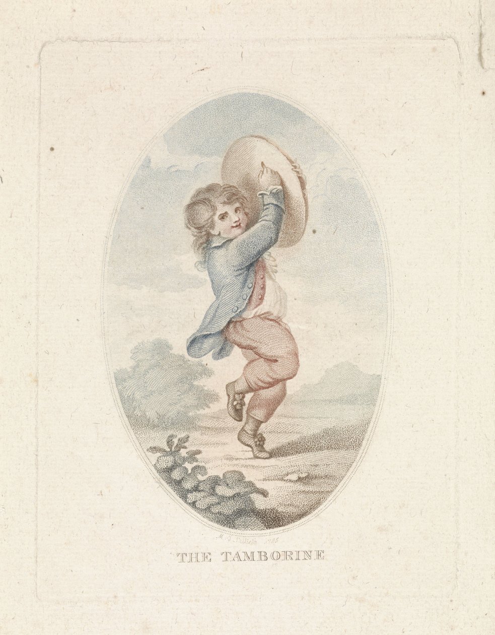 menino com pandeiro O Tamborine (título no objeto) de Mathias de Sallieth