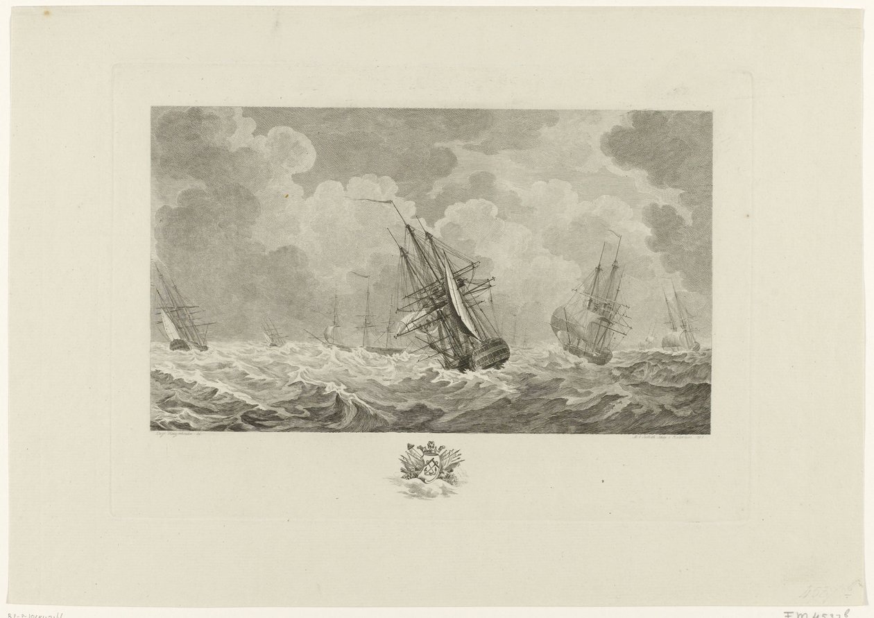 Frota holandesa na tempestade, 1784 de Mathias de Sallieth