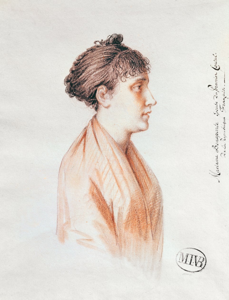 Madame Bonaparte (1763-1814), estudo para a "Entrada de Bonaparte, primeiro cônsul, em Antuérpia em 18 de julho de 1803" (Versailles) 1803-07 (giz vermelho sobre papel) de Mathieu Ignace van Bree