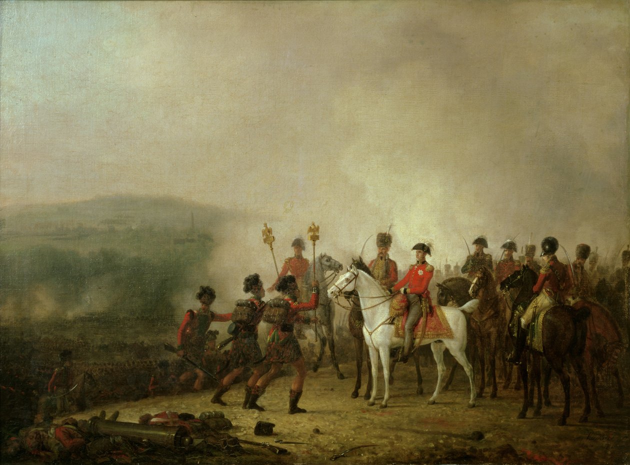 Os padrões da águia tomados em Waterloo retornaram a Wellington, 18 de junho de 1815 de Mathieu Ignace van Bree