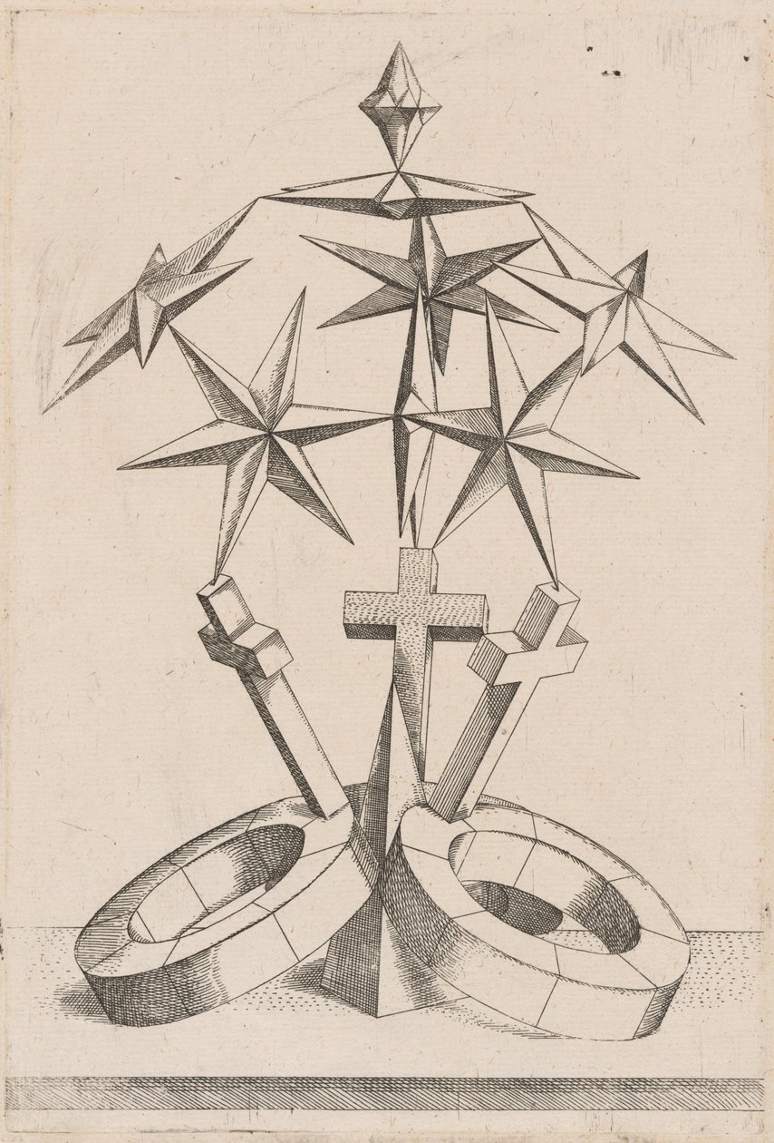 Uma perspectiva de sete estrelas equilibradas em três cruzes de Mathis Zündt, after Hans Lencker