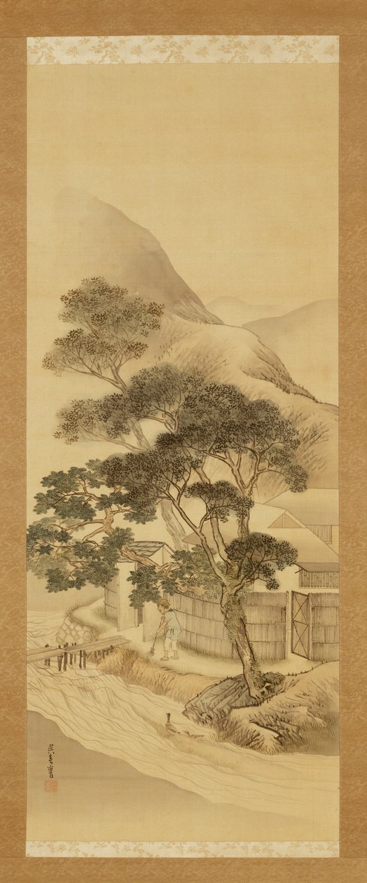 Casa de campo e riacho de Matsumura Goshun